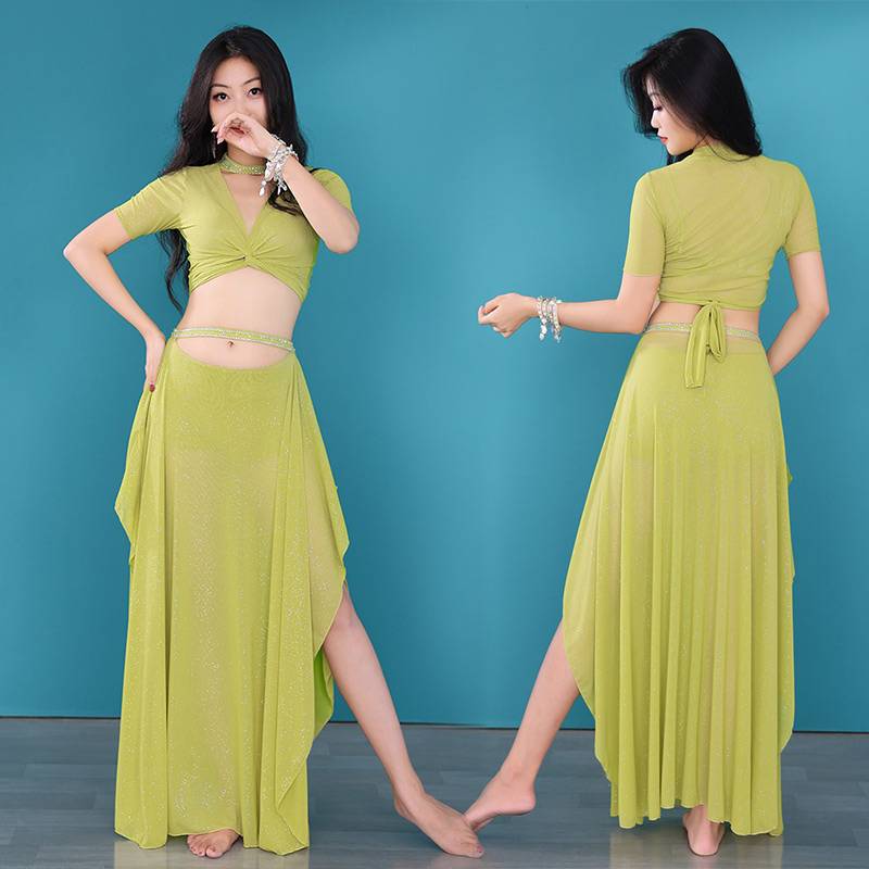 Belly dance clothing practice suit set 2024 spring and summer new elegant water yarn oriental dance service adult children