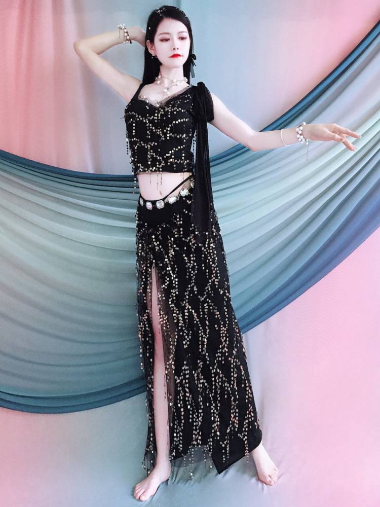 Belly dance exercises, embroidered beads, showed performance, show set female beginners Oriental dance service children