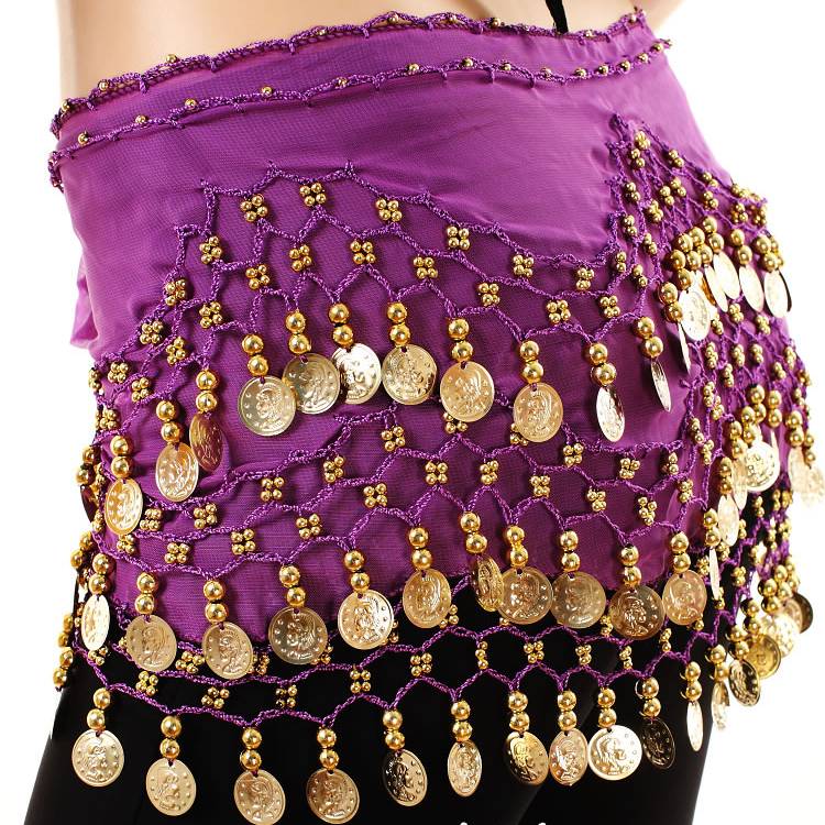 Special offer Elotted Belly Version of Chiffon Belly Dance Belly Limin 128 Coin Belly Dance Dance Waist Limin Gold Coin Basin