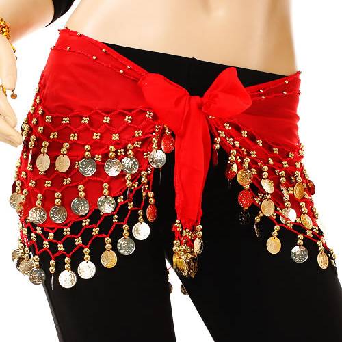Special offer Elotted Belly Version of Chiffon Belly Dance Belly Limin 128 Coin Belly Dance Dance Waist Limin Gold Coin Basin