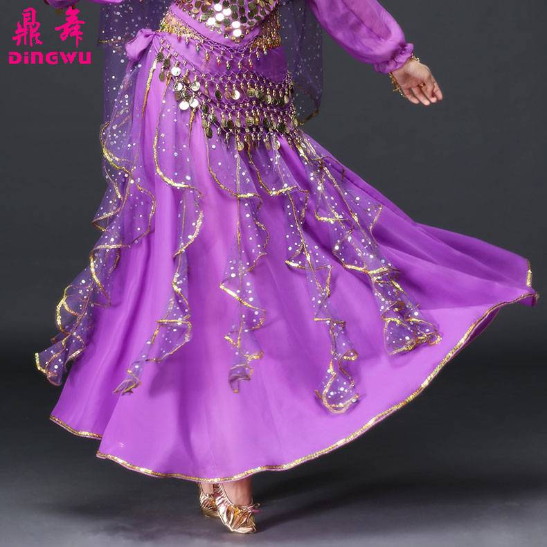 The new belly dance skirt under the skirt adult Indian dance performance long skirt highlights lotus leaf skirt