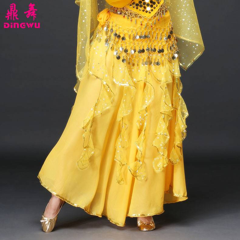 The new belly dance skirt under the skirt adult Indian dance performance long skirt highlights lotus leaf skirt