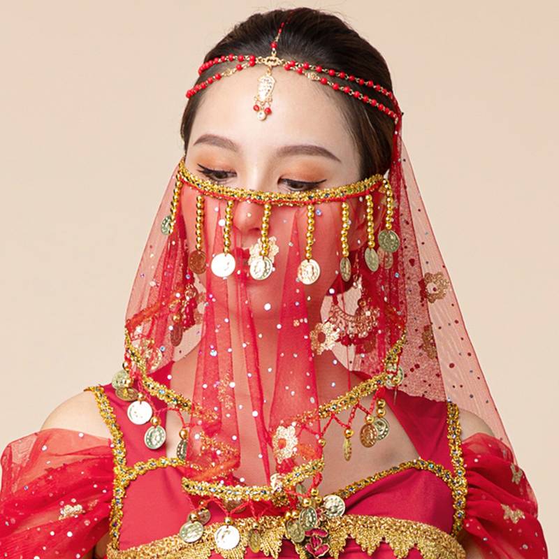 Dance veil accessories national dance Indian dance covered face faces, Jasmine Princess Bollywood performed belly dance face decoration