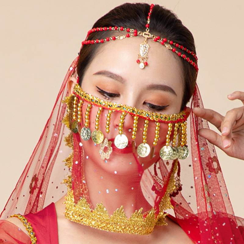 Dance veil accessories national dance Indian dance covered face faces, Jasmine Princess Bollywood performed belly dance face decoration