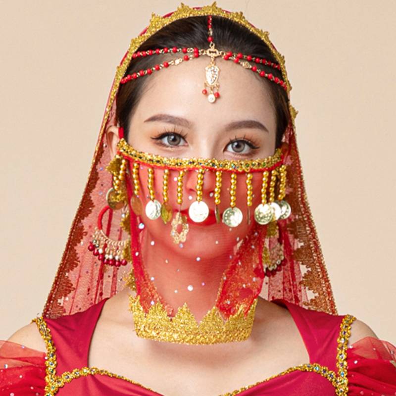 Dance veil accessories national dance Indian dance covered face faces, Jasmine Princess Bollywood performed belly dance face decoration