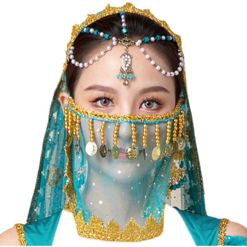 Dance veil accessories national dance Indian dance covered face faces, Jasmine Princess Bollywood performed belly dance face decoration