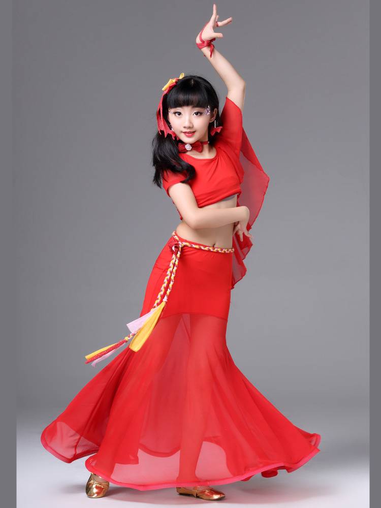 Xia Children's Performance Server Dance Dance Practice Service New Girls Net Slim Skirt Parenting Parenting Dance Clothing