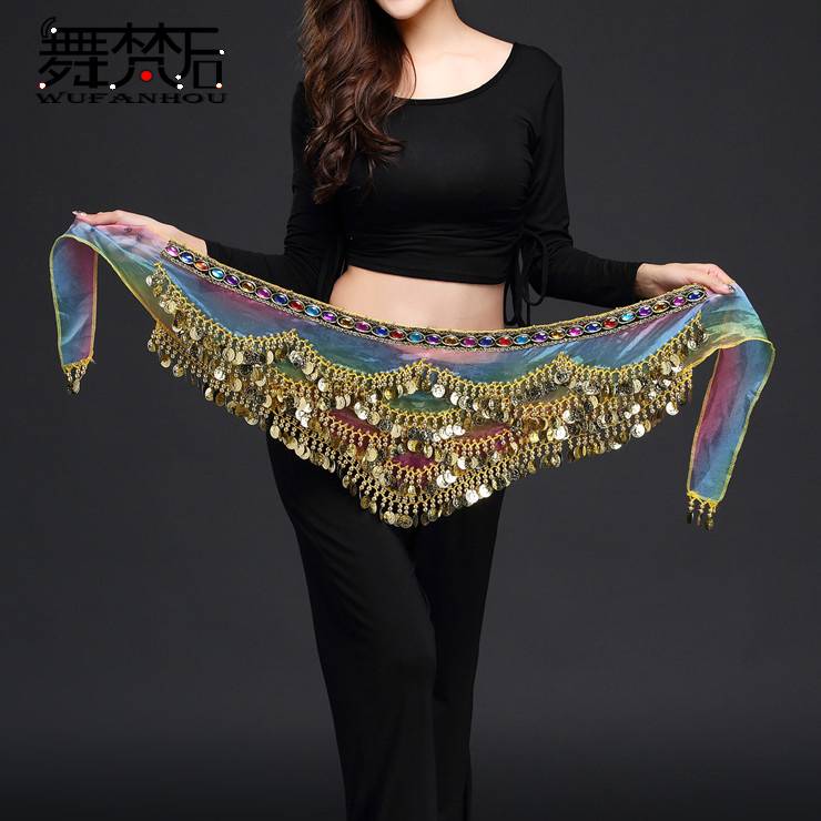 Belly dance waist chain female Indian dance new beginner hip scarf sequin with Phnom Penh Plaza Xinjiang dance clothing belt