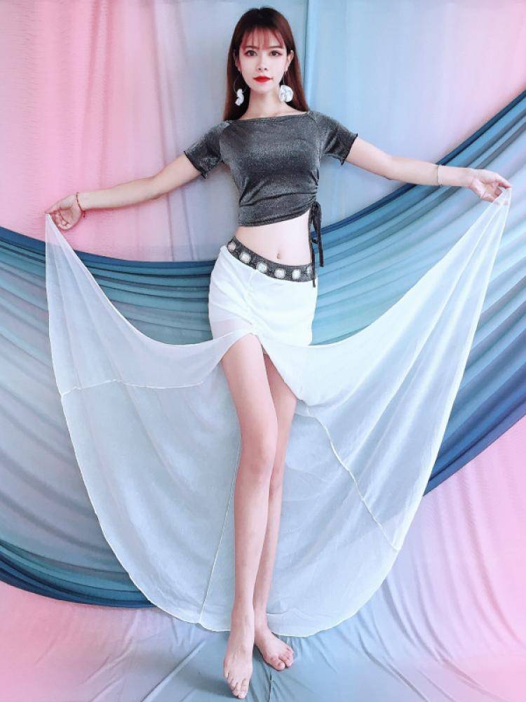 Belly dance 2024 Female adult color long skirt dance suit set Oriental dance watch performance group service