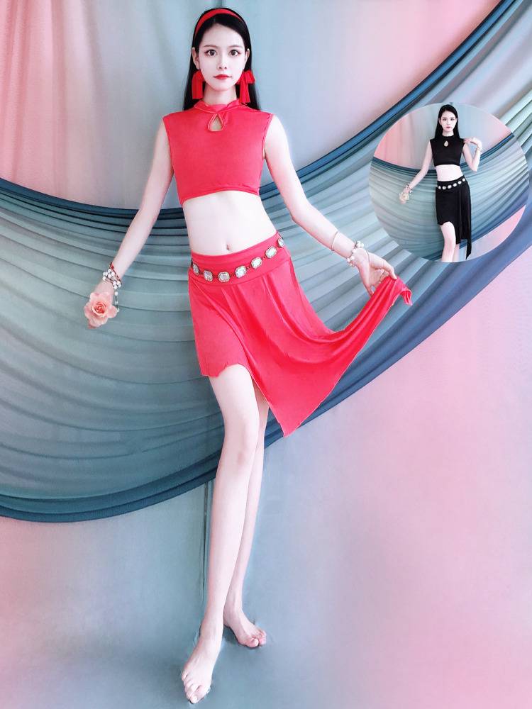 Belly Dance Services 2024 Spring and Summer New Practice Clothing Performance Performance Short Skirt Set beginner Children Children