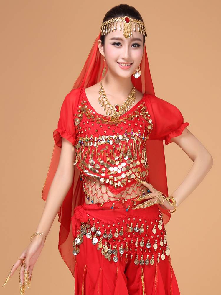 The new Indian dance -headed gauze belly dance head jewelry Xinjiang dance golden gauze scarf performance dance jewelry performance clothes