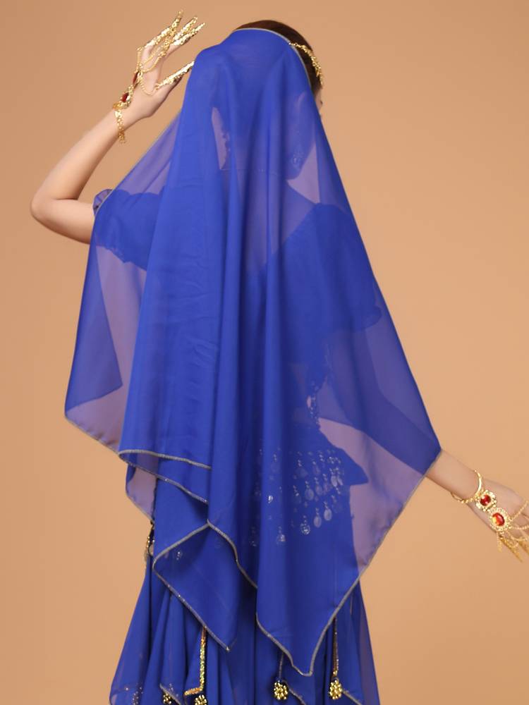 The new Indian dance -headed gauze belly dance head jewelry Xinjiang dance golden gauze scarf performance dance jewelry performance clothes