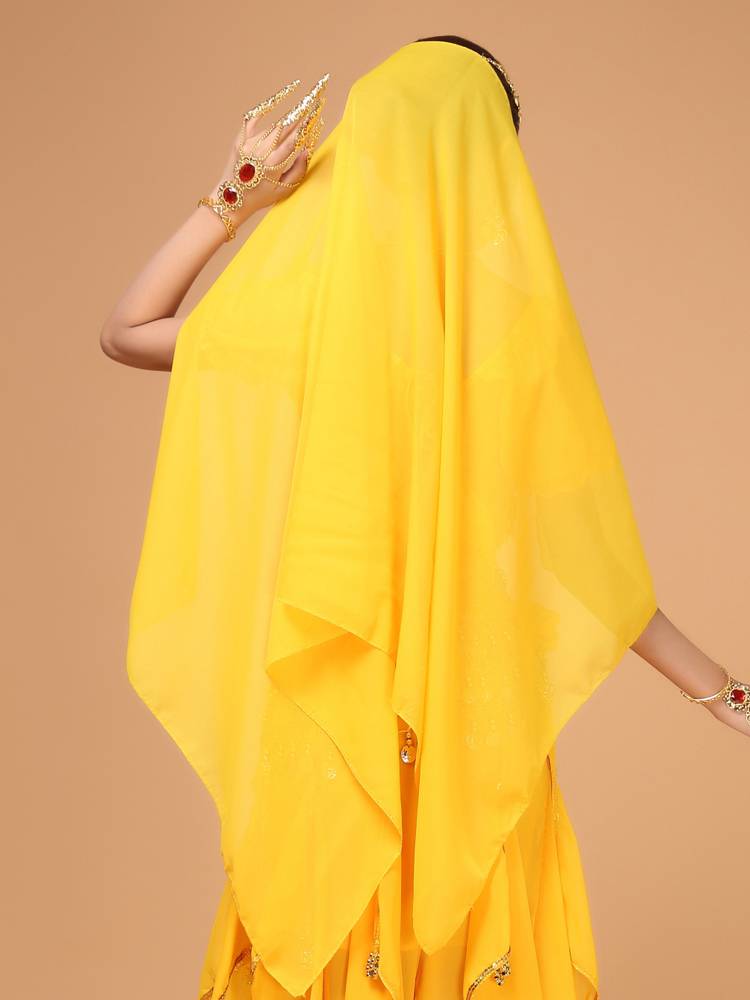 The new Indian dance -headed gauze belly dance head jewelry Xinjiang dance golden gauze scarf performance dance jewelry performance clothes