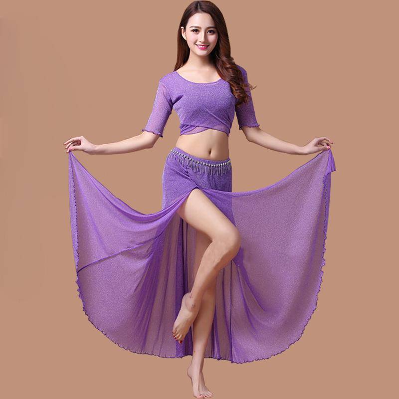 The new belly dance practice suit sets the female large size sexy mesh performance of the Oriental dance first learning performance service fairy