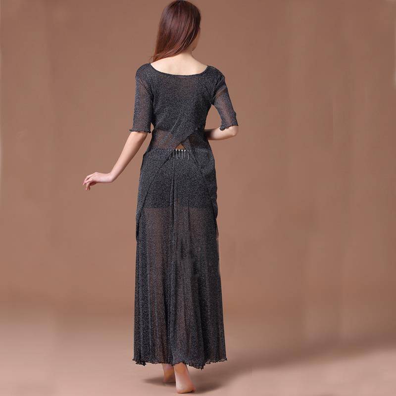 The new belly dance practice suit sets the female large size sexy mesh performance of the Oriental dance first learning performance service fairy