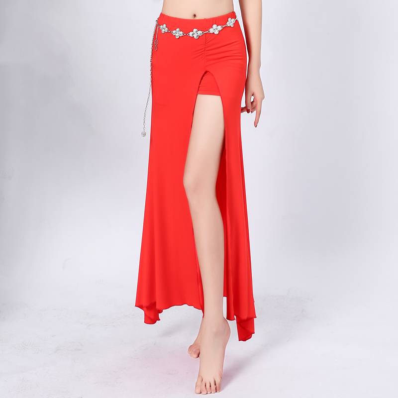 Belly dance, long skirt female 2023 new autumn and winter beginner Modal sexy bag hip skirt unilateral split
