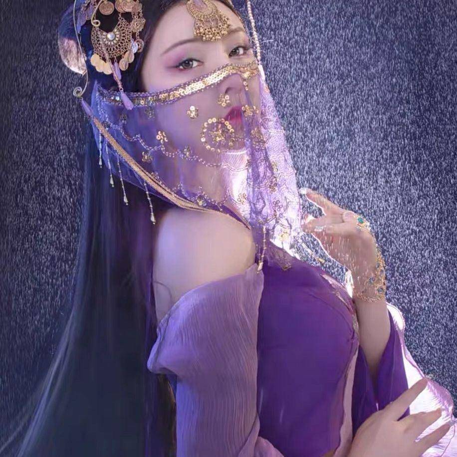 Belly dance veil exotic princess cos veil Western style dance covered face ancient style Hanfu fairy faces yarn