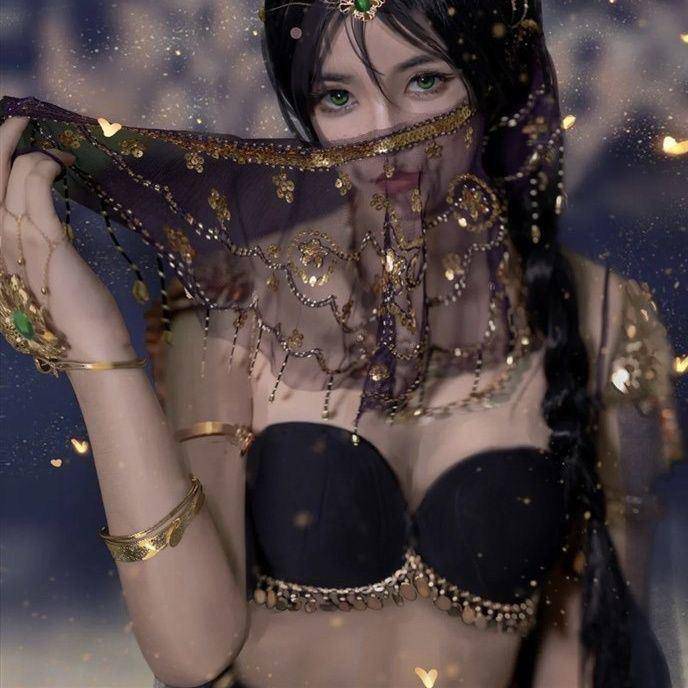 Belly dance veil exotic princess cos veil Western style dance covered face ancient style Hanfu fairy faces yarn