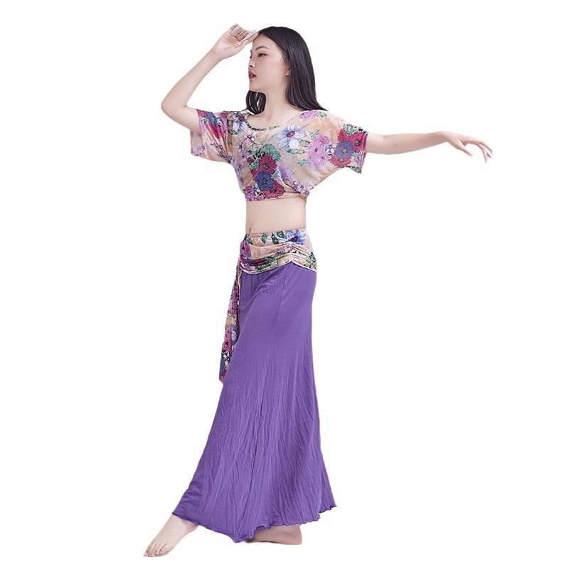 2021 Summer Belly Dance Dance Exercise Delivery Uniform Large Slim Performance Clothing Set Oriental Dance Net Speed Training Service