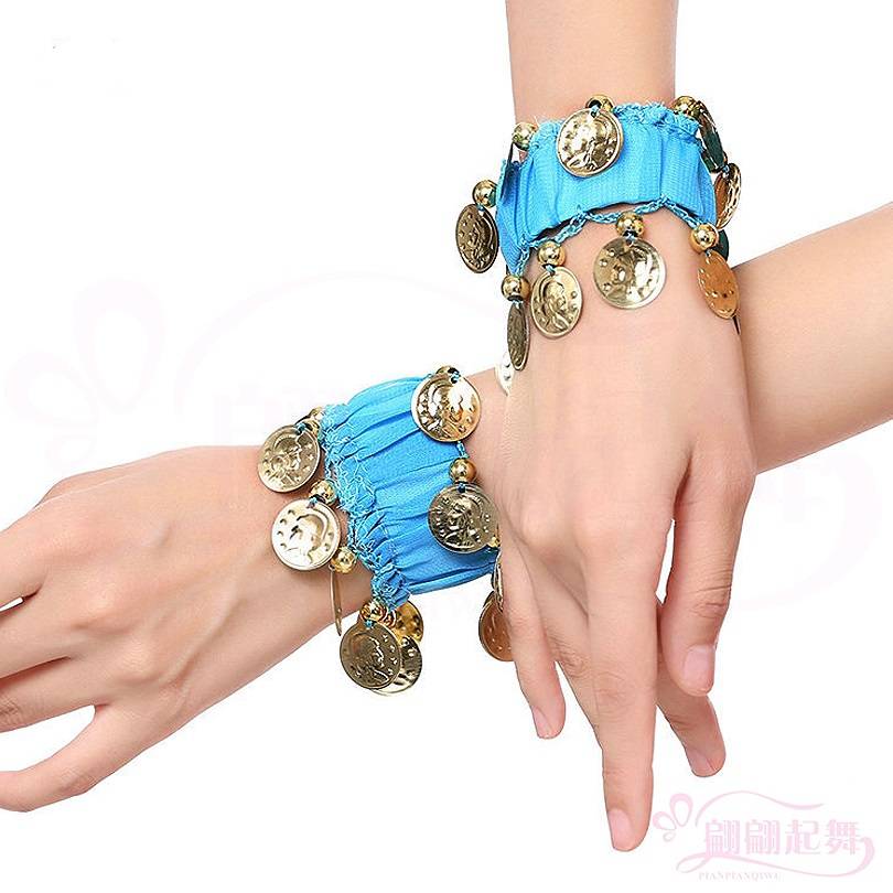 Belly dance jewelry accessory show clothing chiffon bracelet hanging coin bracelet Indian dance bracelet performance hand decoration