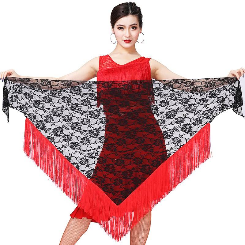 Latin dance belly danced triangle scarf hip -to -soverell performance skirt lace triangular scarf stage performance lumbar chain waist towel