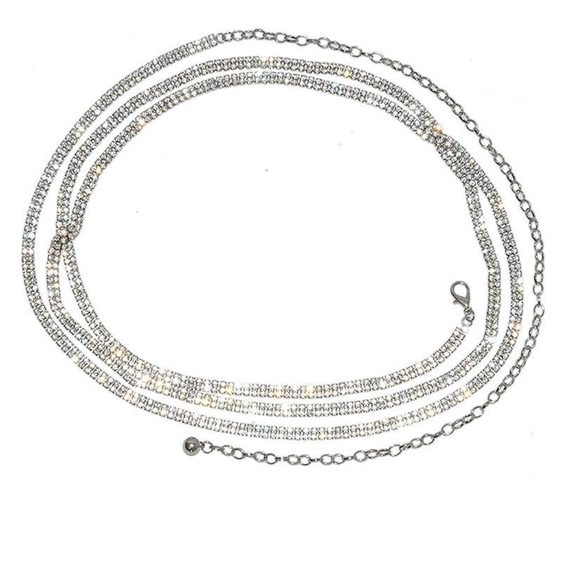 The new lady bikini body chain women's elegant belly dance inlaid diamond fine waist chain