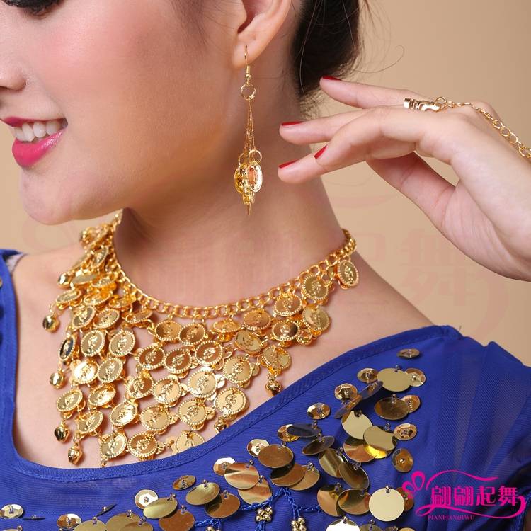 Adult Indian dance performance accessories stage performance necklace head jewelry children's new belly dance necklace ears ring