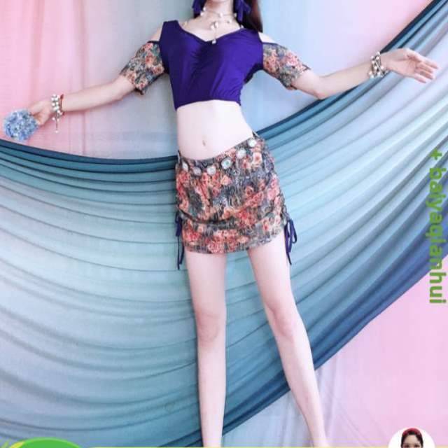 Set split new off -the -shoulder group clothes belly dance practice Bai Yaqianhui
