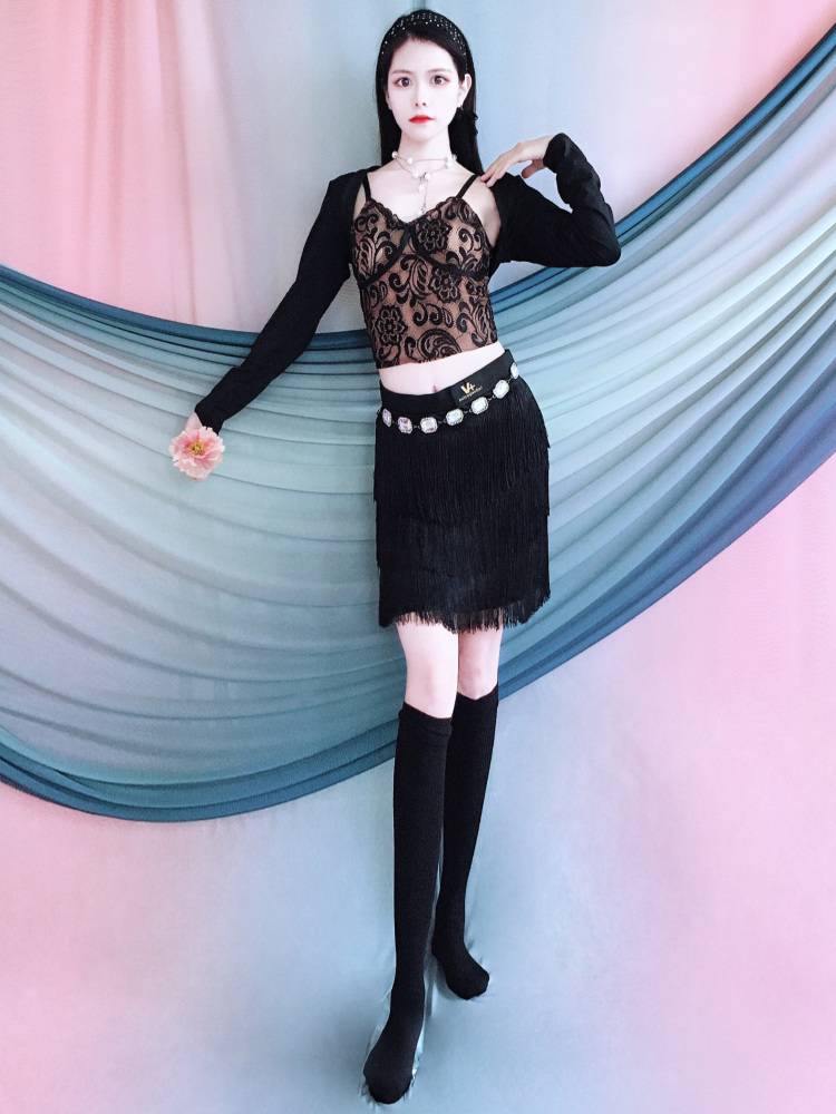 Belly Dance Sauk Skirt Set Adult Practice Service Lace Stranging Shoulder Shoulder New Summer Children's Performance Services