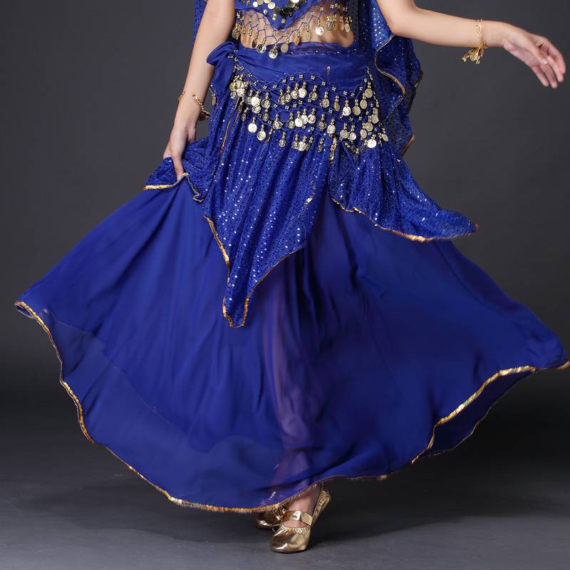 The new Indian dance performance shows the clothing skirt belly dance skirt skirt practice the gold -border four -skirt big skirt