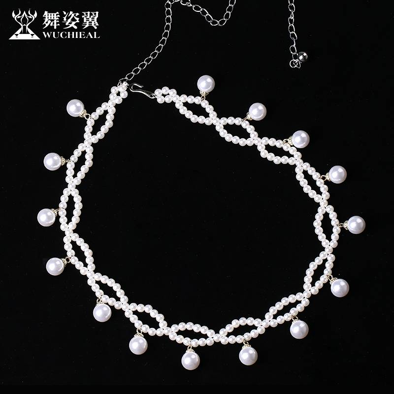 Dance -wing belly dance waist chain decorative belt Indian dance iron chain dress Oriental dance pearl waist chain