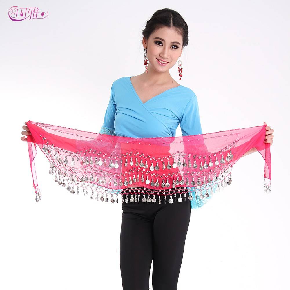 New special offer Indian dance three -layer wave 128 gold coin chiffon genuine basic exercise belly dance waist chain