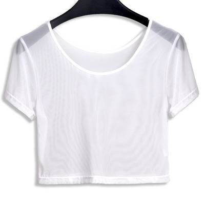 belly dance clothing yoga clothing short -sleeved mesh semi -practice service, exercise clothes on the half -body mesh