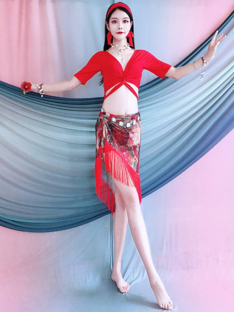 Belly Dance 2024 Spring New Clothing Adult Beginner Sexy Flowing and Soviet Triangle Set Oriental Dance Practice Service
