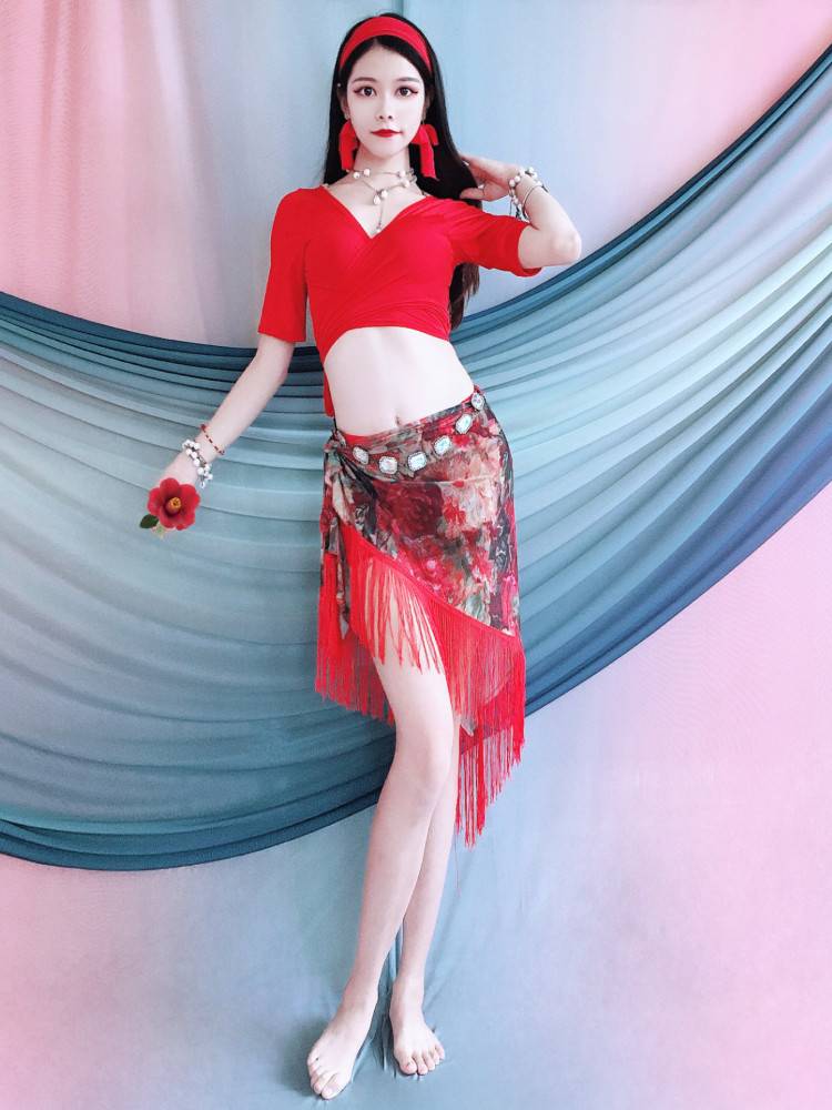 Belly Dance 2024 Spring New Clothing Adult Beginner Sexy Flowing and Soviet Triangle Set Oriental Dance Practice Service