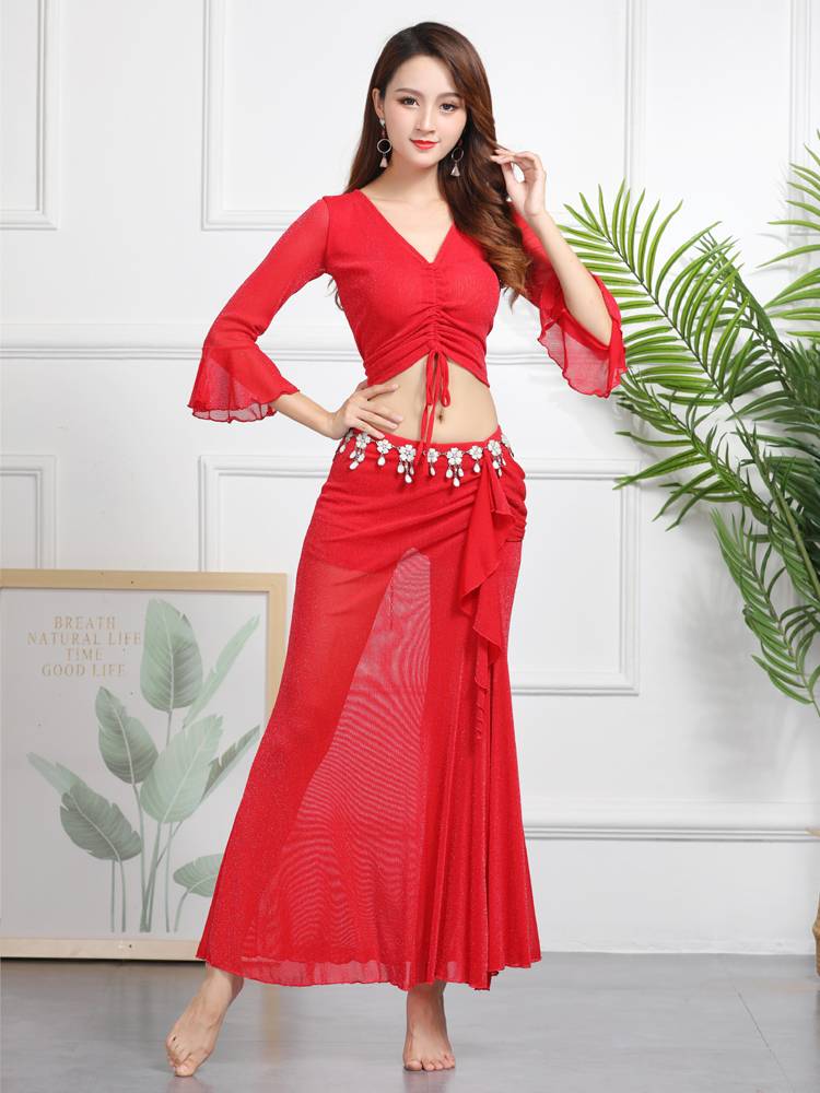 Belly Dance Practice Service Autumn and Winter New Set Labor Performance Service Performance Services Sexy Beginner Practice Services Large size