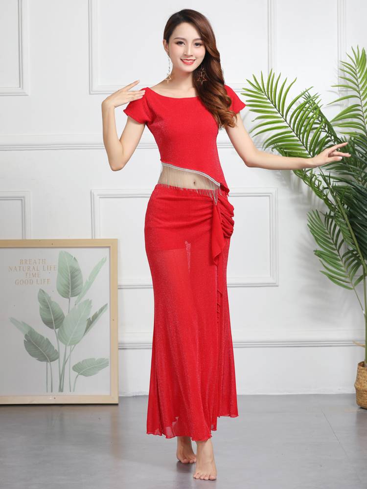 Belly Dance Practice Service Autumn and Winter New Set Labor Performance Service Performance Services Sexy Beginner Practice Services Large size