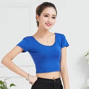 2022 new belly dance short -sleeved top new practice Oriental dance clothing female exercise uniform all cotton
