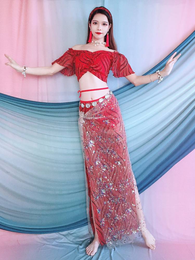 Belly Dance Clothing Nets Gauze Embroidery Practice Costume Oriental Dance Female Summer Children's Set Performance Service