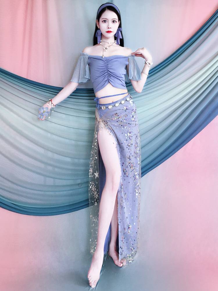 Belly Dance Clothing Nets Gauze Embroidery Practice Costume Oriental Dance Female Summer Children's Set Performance Service