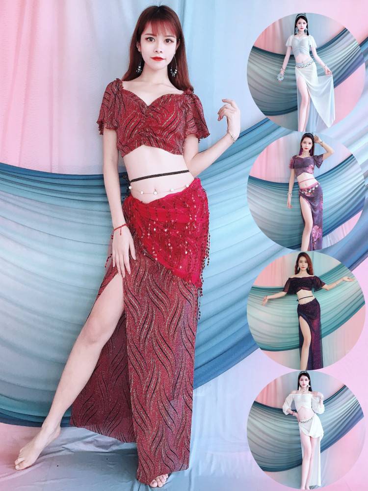 Baiya Qianhui Belly Dance Practice Service 2024 new wave pattern long skirt set Oriental dance performance clothing beginner