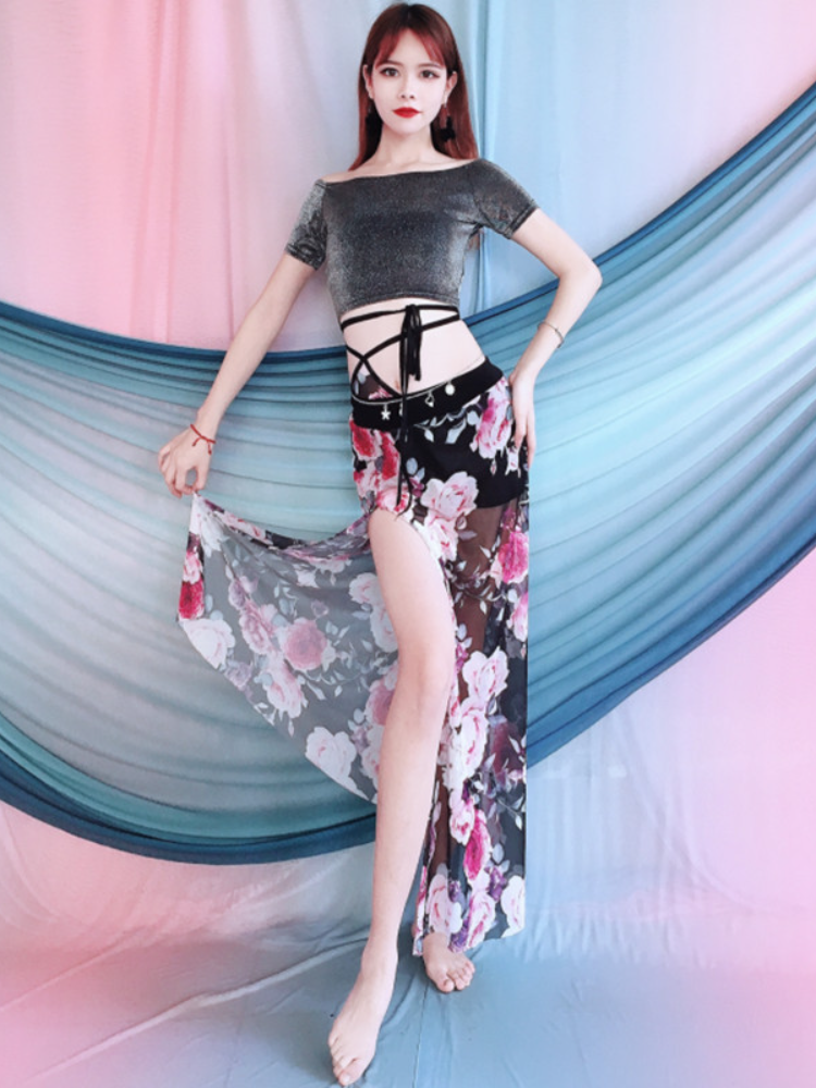 Baiya Qianhui Belly Dance 2024 Summer New Flash Top Skirt Set Junior Scholars Practice Dance Dance Server