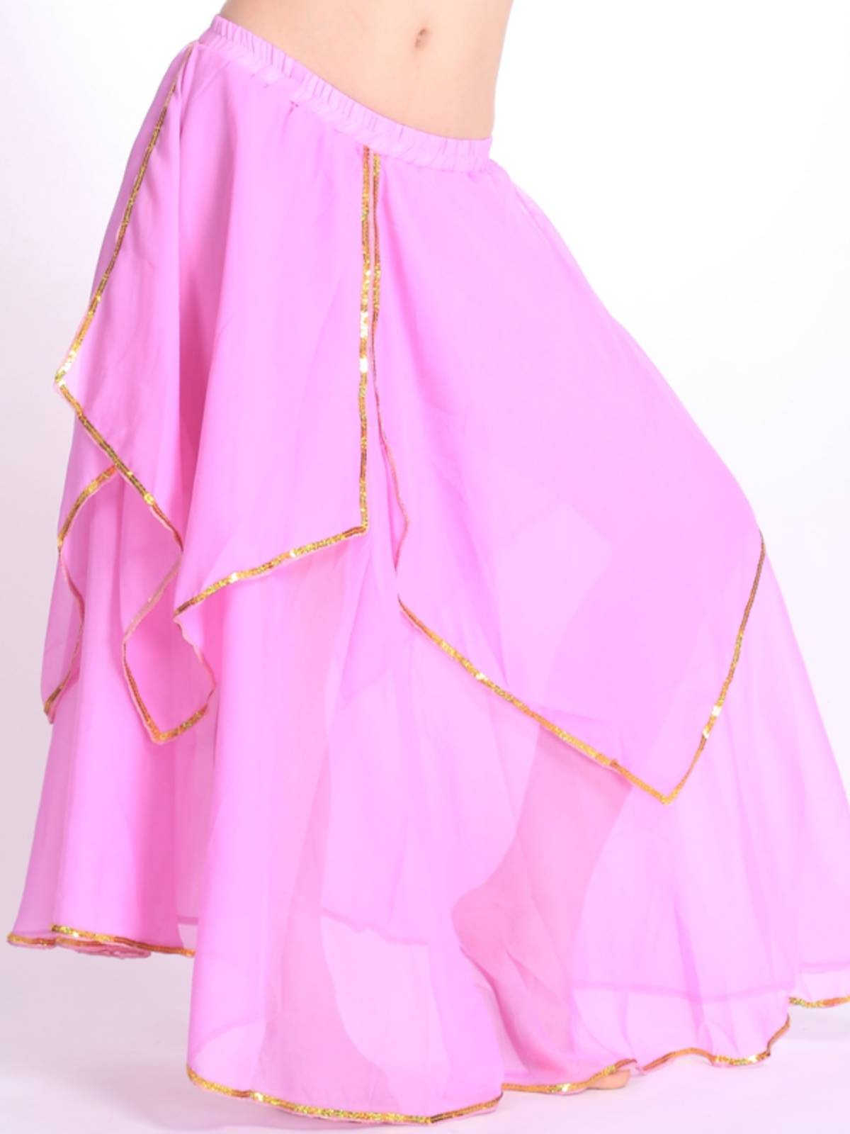 Indian dance performance clothes under the belly dance clothing skirt skirt chiffon elegant dance exercise gold side skirt Q09