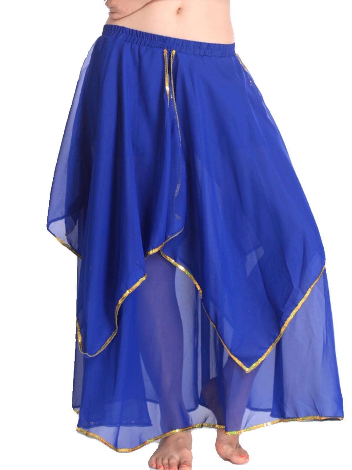 Indian dance performance clothes under the belly dance clothing skirt skirt chiffon elegant dance exercise gold side skirt Q09