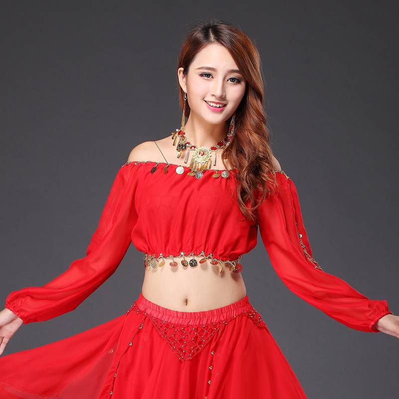 Dance clothing Indian dance showing belly dance clothing belly dance top/lantern sleeve S01