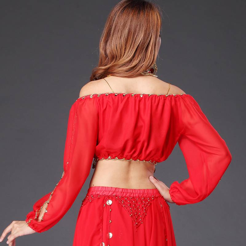 Dance clothing Indian dance showing belly dance clothing belly dance top/lantern sleeve S01