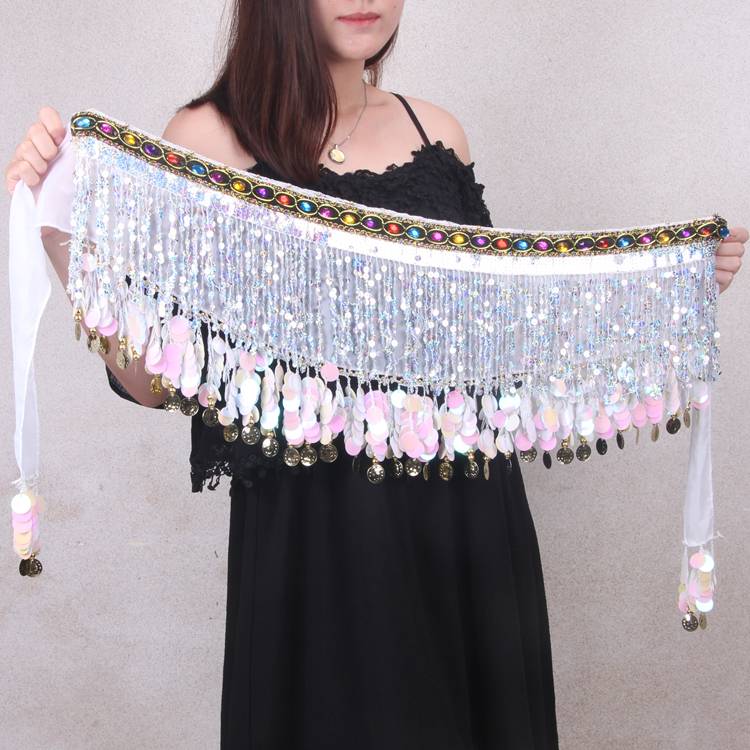 Belly dance waist chain new triangular scarf lumbar scarf beginner belly dance hips encrypted sequin skirt waist seal