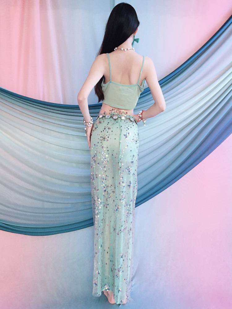Belly dance exercise, camisole performance suit stage performance service clothes Oriental dance clothing elegant dance service children