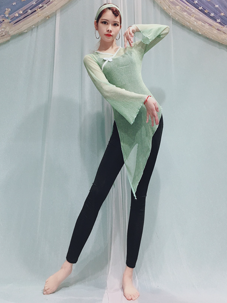 Baiya Qianhui Belly Dance Practice Gong Server 2024 New Fan Sleeve Top Professor Ballet Performance Classical Dance