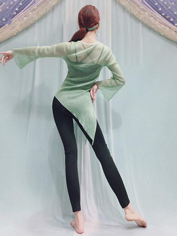 Baiya Qianhui Belly Dance Practice Gong Server 2024 New Fan Sleeve Top Professor Ballet Performance Classical Dance